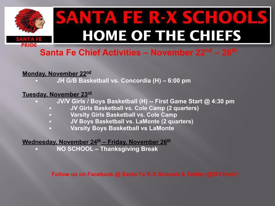 Santa Fe Activities, November 22 - 26, 2021